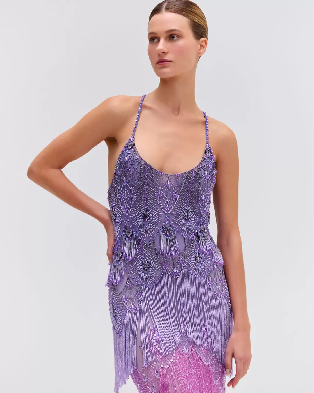PatBO Hand-Beaded Ombre Gown Brightlilac Store