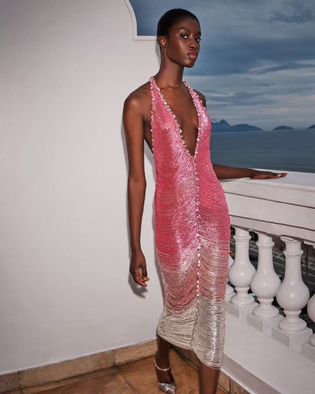 PatBO HAND-BEADED OMBRE GOWN (RUNWAY) Malibu Best Sale