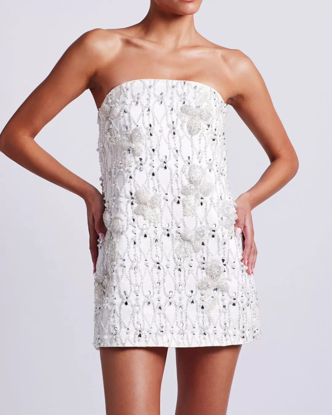 PatBO Hand-Beaded Satin Mini Dress (FINAL SALE) White Fashion