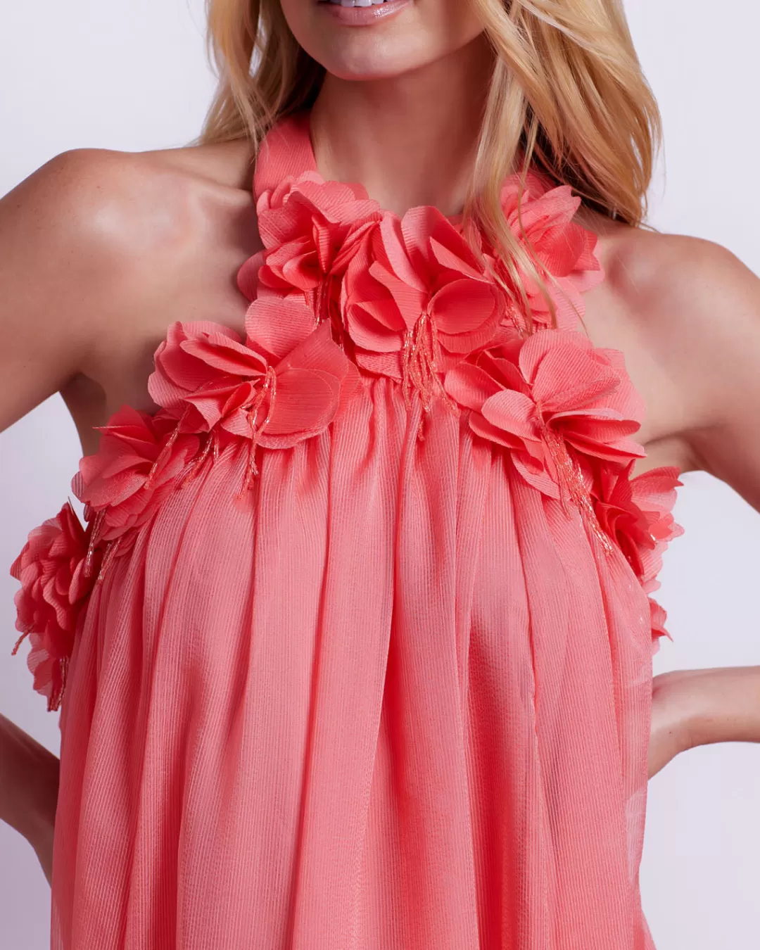 PatBO Hand-Embroidered 3D Flower Gown (FINAL SALE) Péche Best Sale