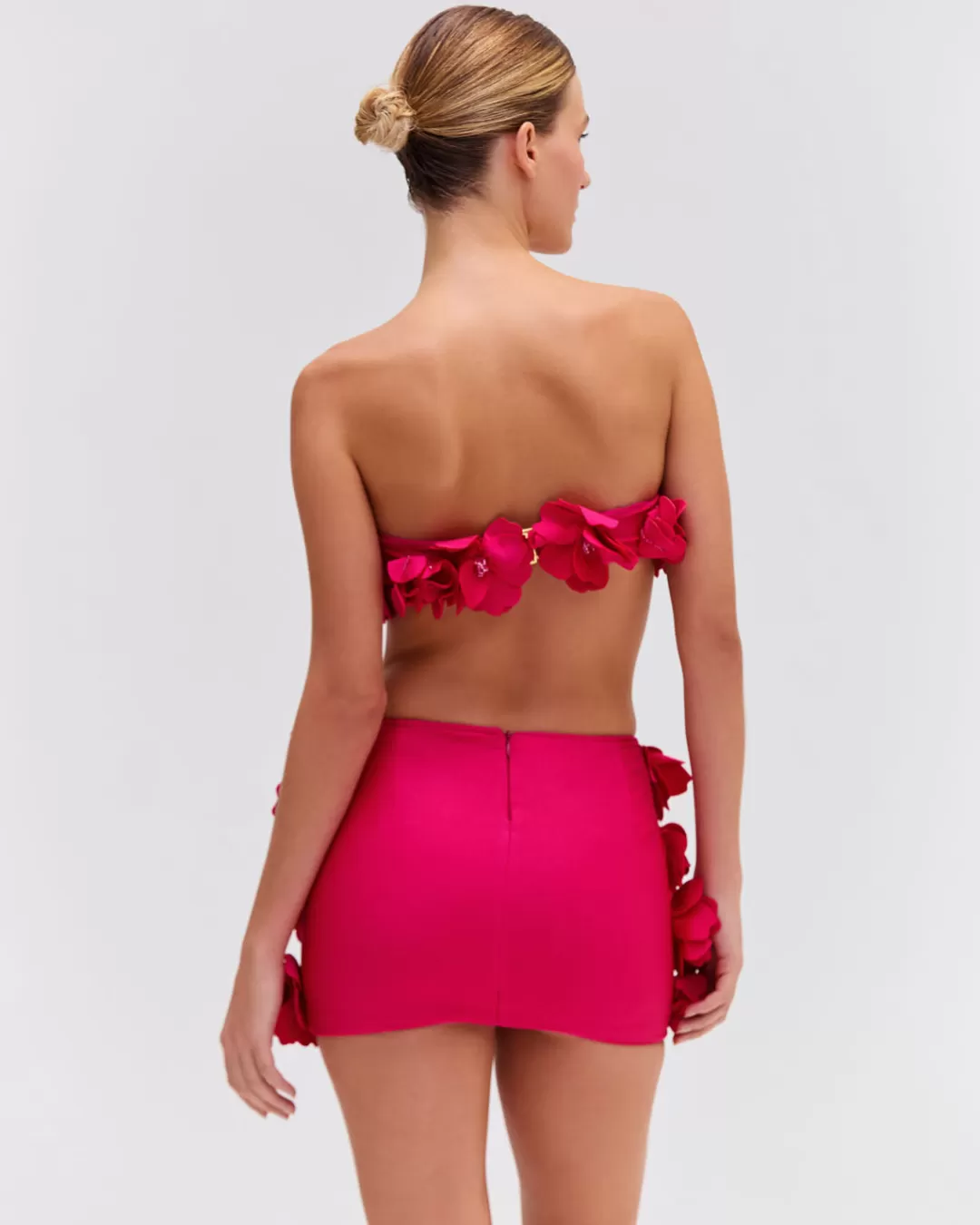 PatBO Hand-Embroidered 3D Flower Top Cerise Outlet