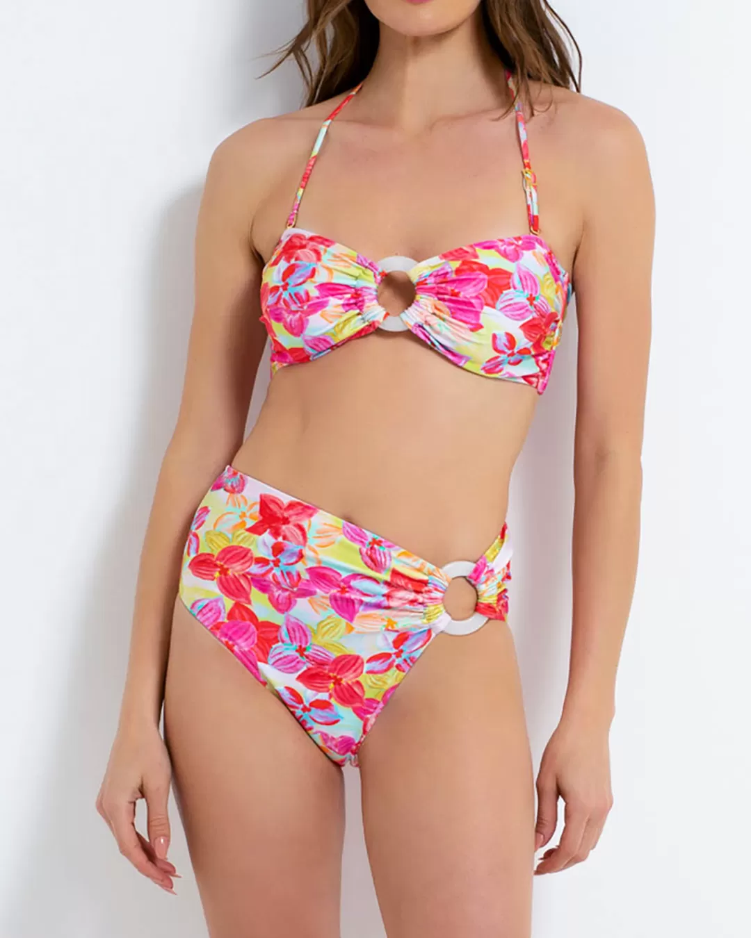 PatBO Hydra Mid-Rise Bikini Bottom (FINAL SALE) Pinkmulti Clearance