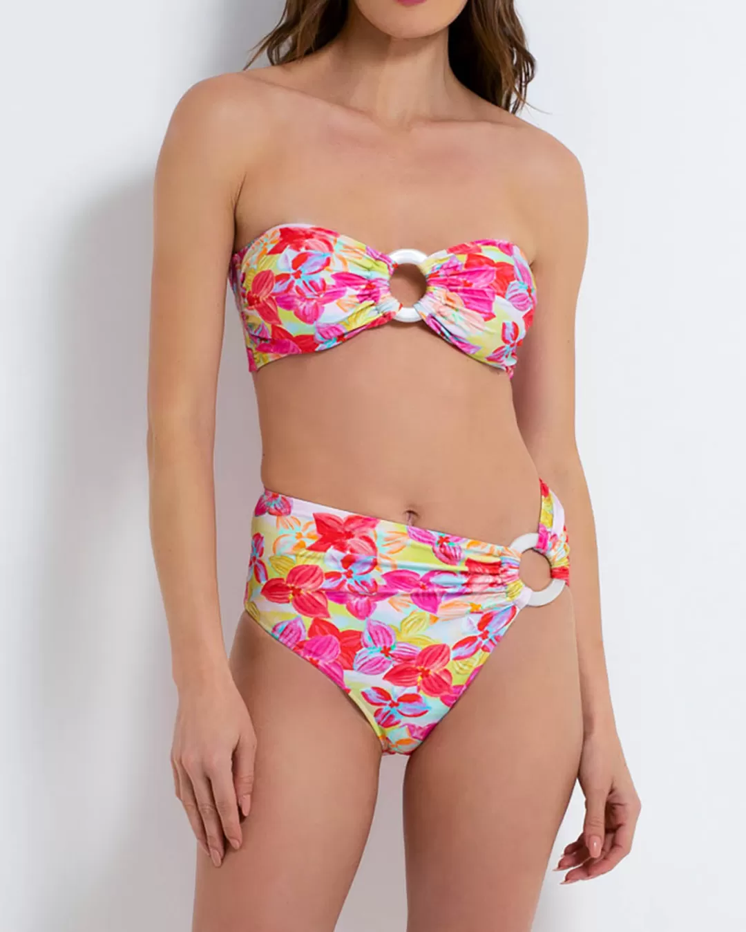 PatBO Hydra Mid-Rise Bikini Bottom (FINAL SALE) Pinkmulti Clearance
