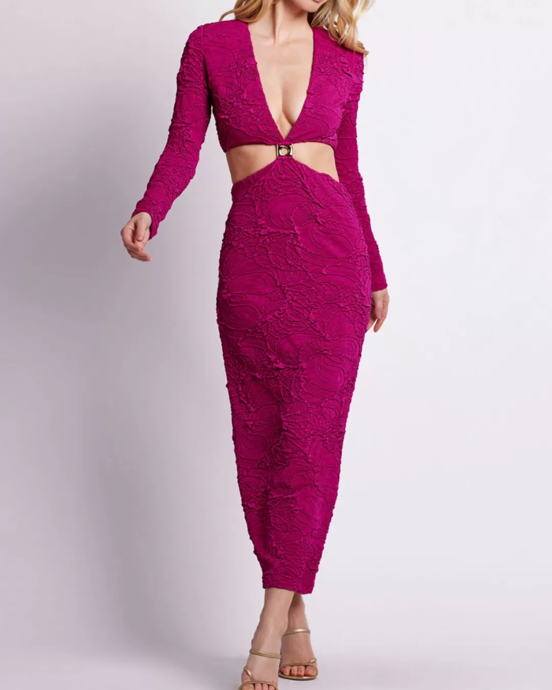 PatBO Jacquard Cut-Out Maxi Dress Raspberry Sale