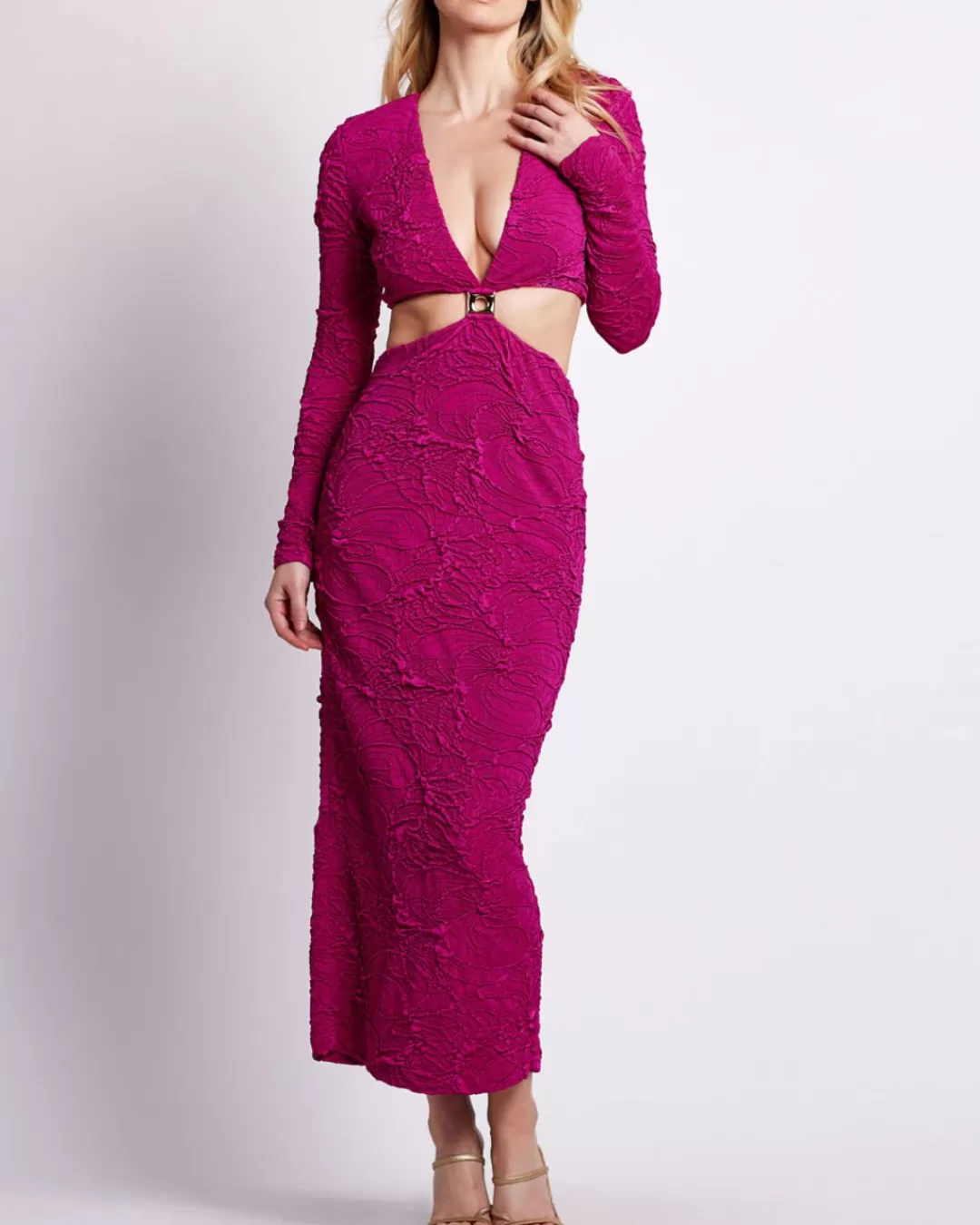 PatBO Jacquard Cut-Out Maxi Dress Raspberry Sale