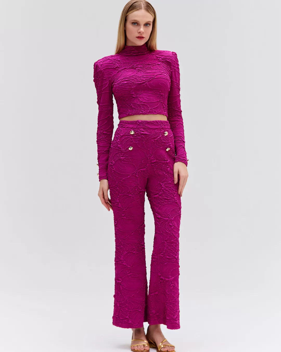 PatBO Jacquard Flare Pants Raspberry Cheap