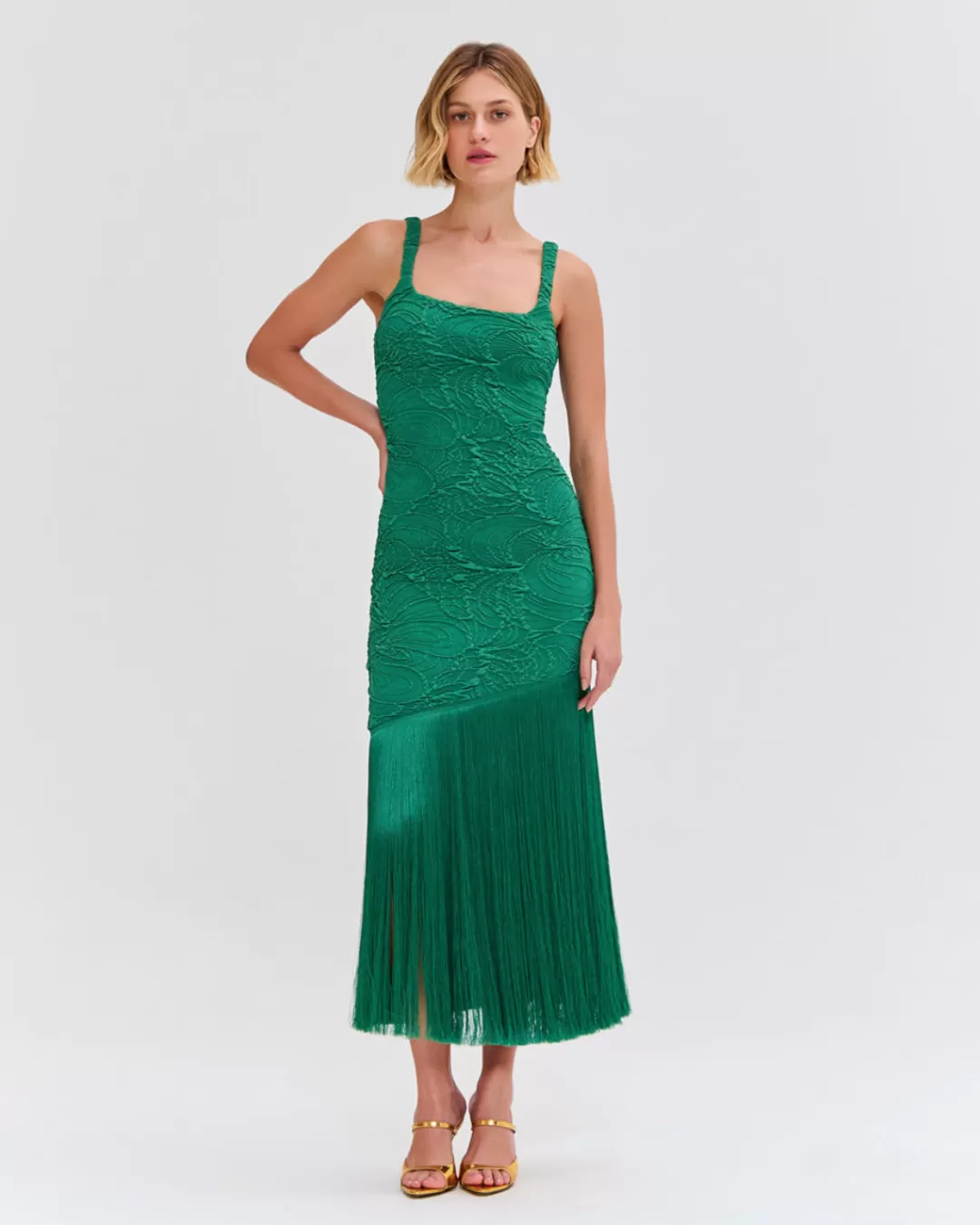 PatBO Jacquard Fringe Maxi Dress (FINAL SALE) Emerald Fashion
