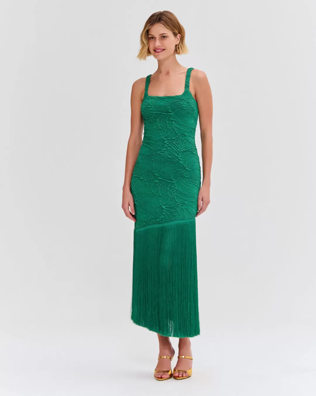 PatBO Jacquard Fringe Maxi Dress (FINAL SALE) Emerald Fashion