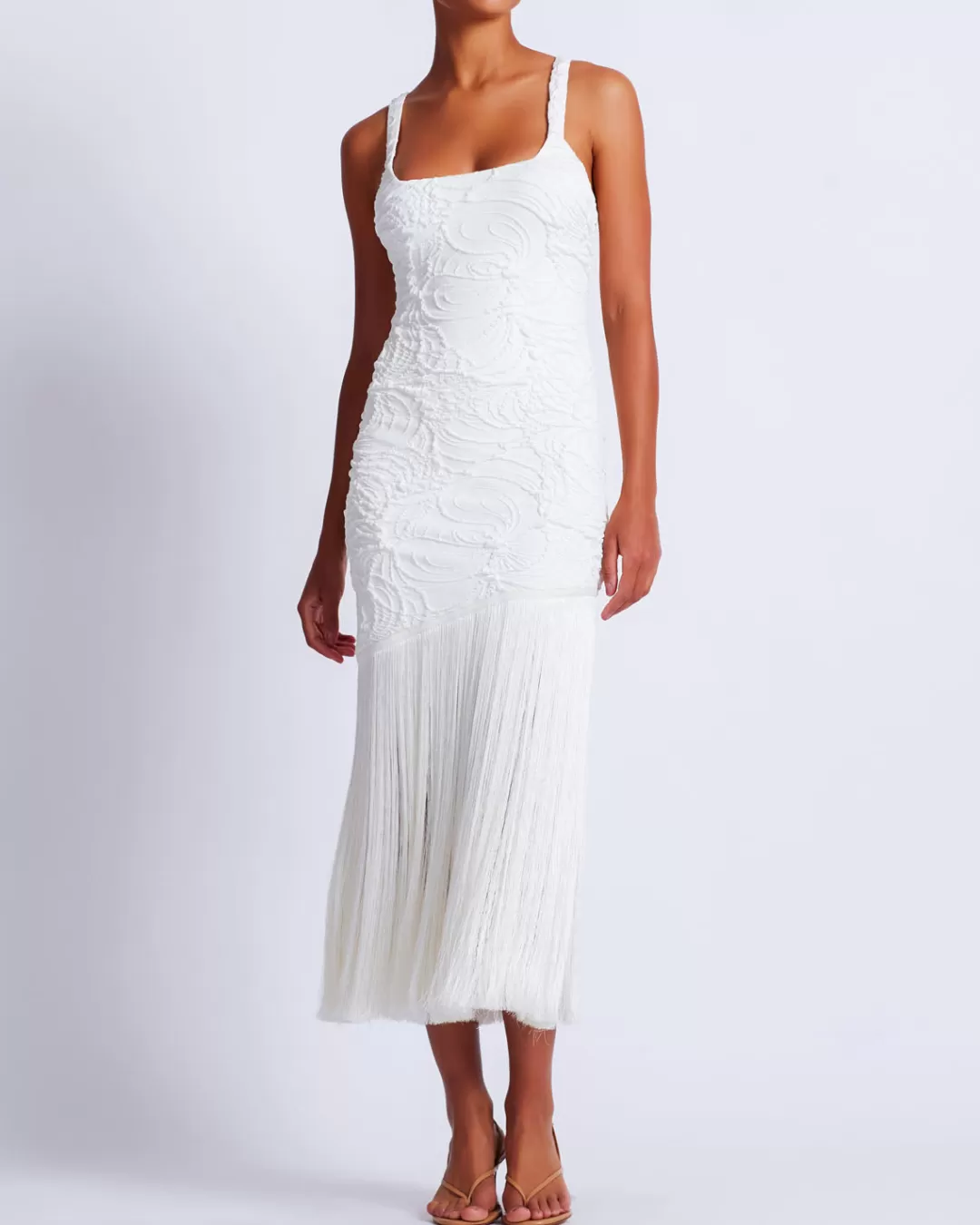 PatBO Jacquard Fringe Maxi Dress (FINAL SALE) White Hot