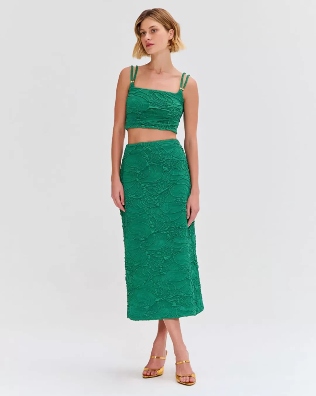 PatBO Jacquard Midi Skirt (FINAL SALE) Emerald Fashion
