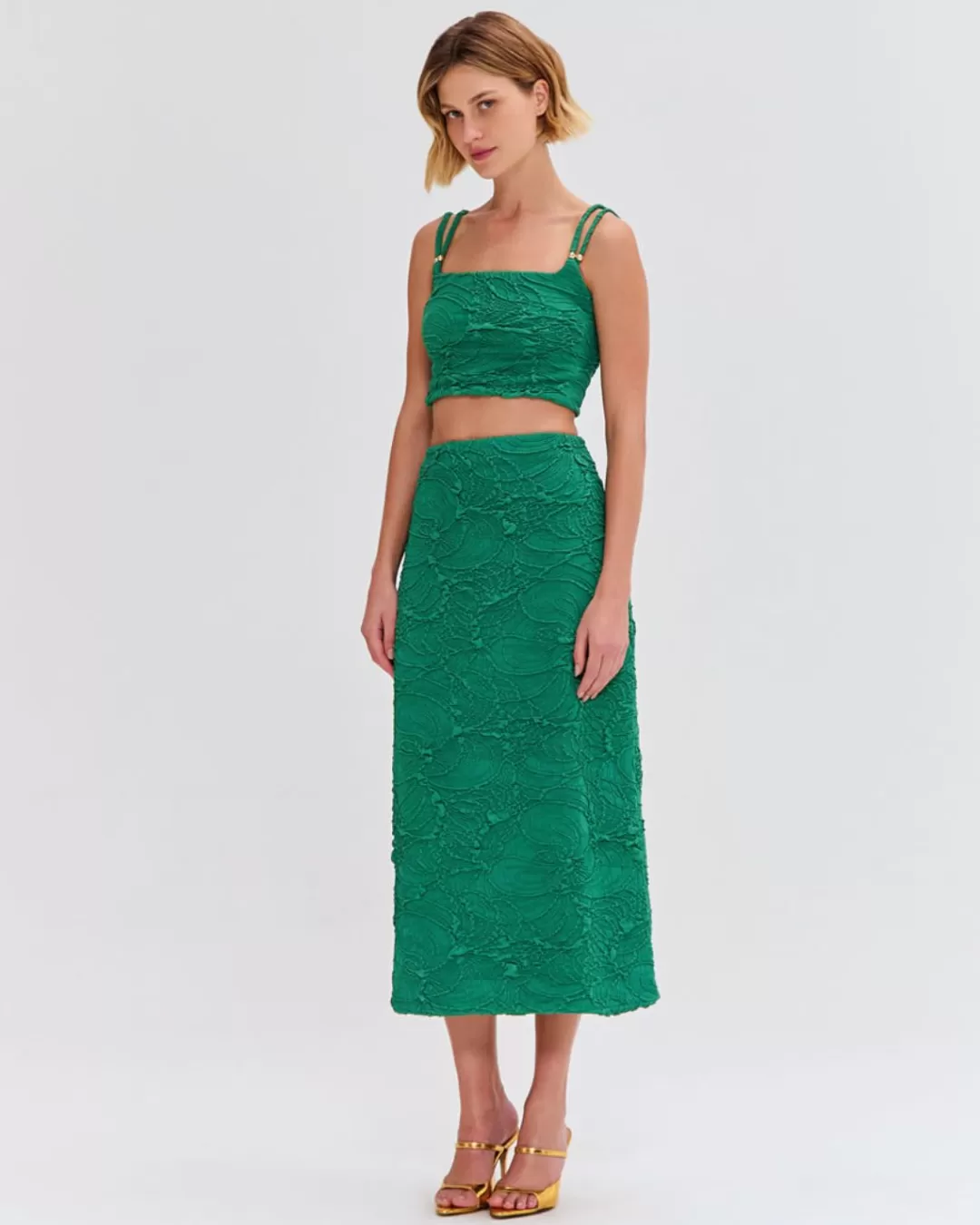 PatBO Jacquard Midi Skirt (FINAL SALE) Emerald Fashion