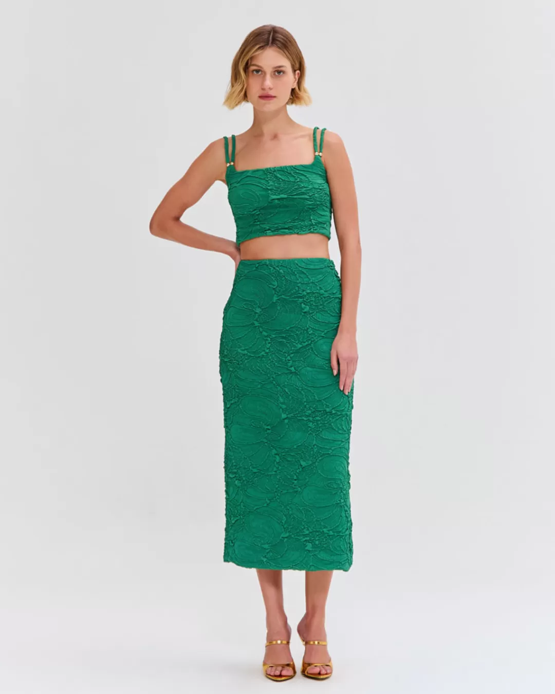 PatBO Jacquard Square Top (FINAL SALE) Emerald Store