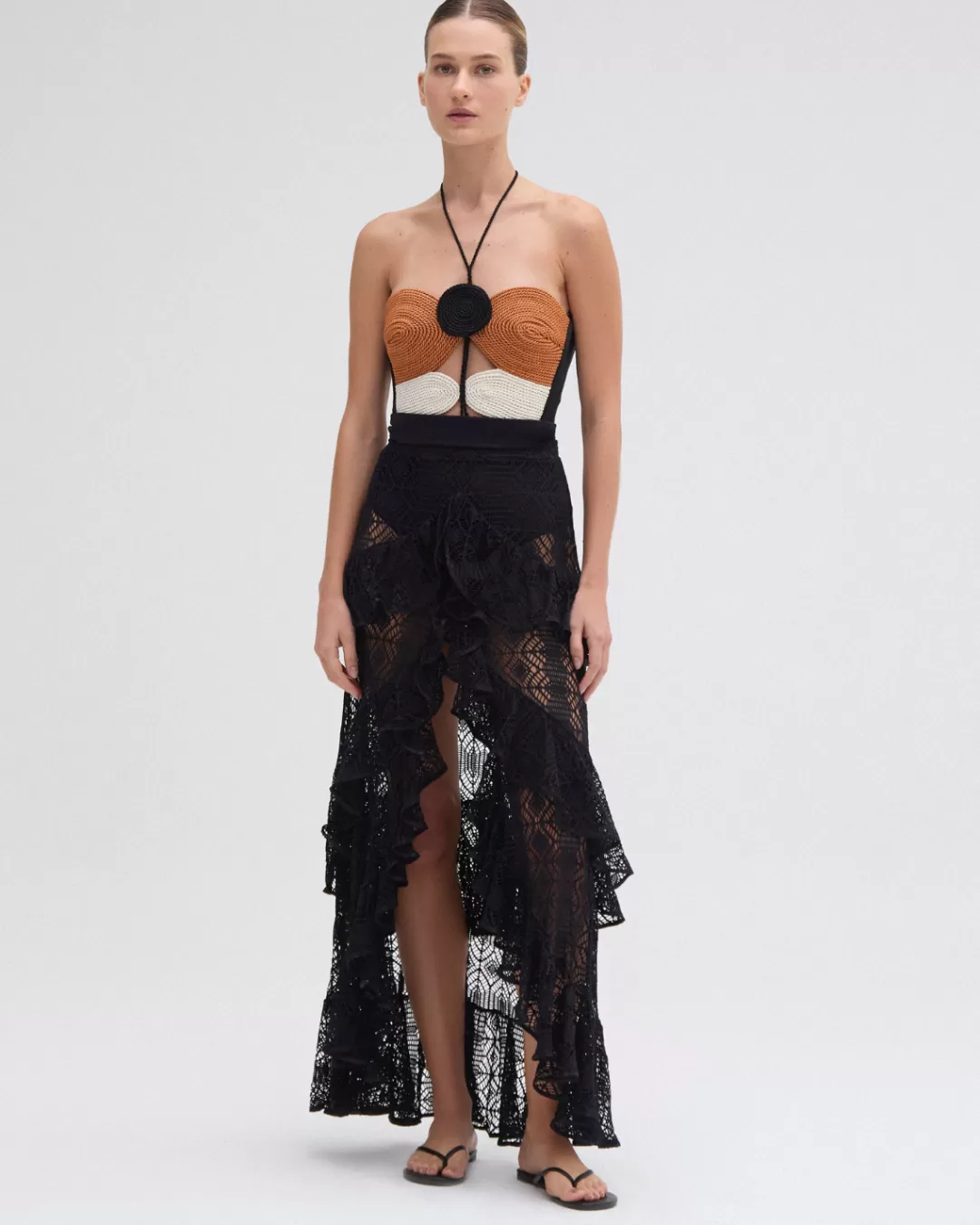 PatBO JERSEY SANDS BRAIDED BODYSUIT Black Clearance