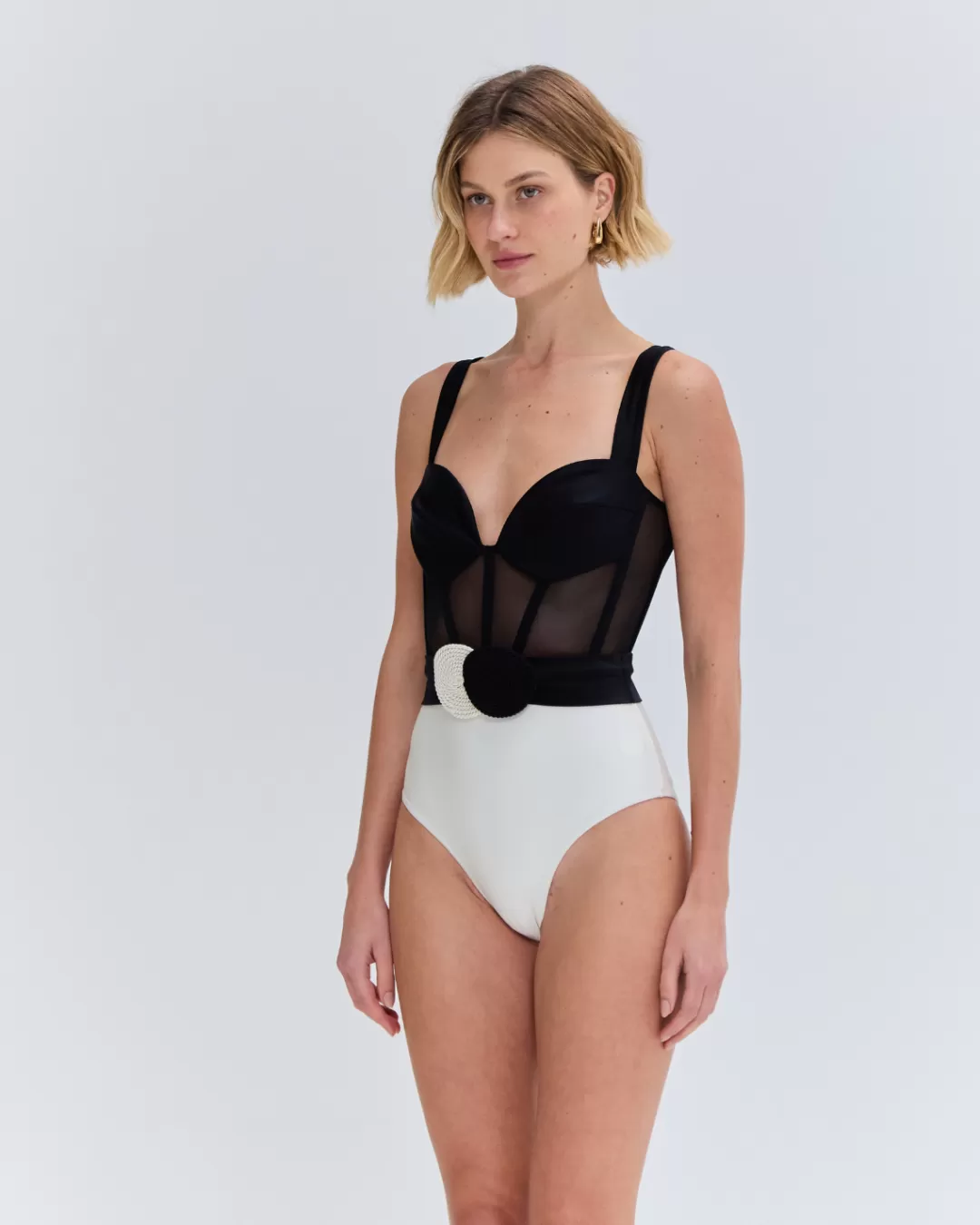 PatBO JERSEY SANDS CORSET BODYSUIT Black&white Flash Sale