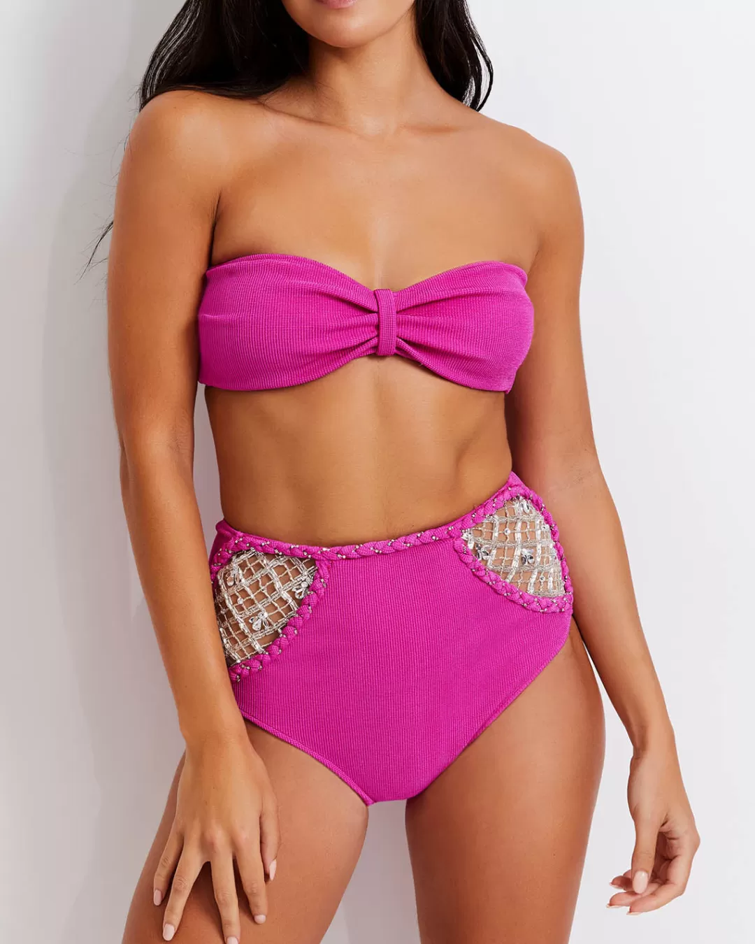 PatBO Knit Bandeau Bikini Top X Harrods (FINAL SALE) Cerise Cheap
