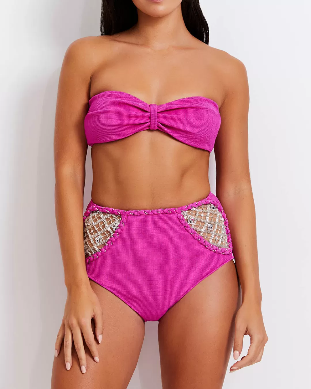 PatBO Knit Bandeau Bikini Top X Harrods (FINAL SALE) Cerise Cheap