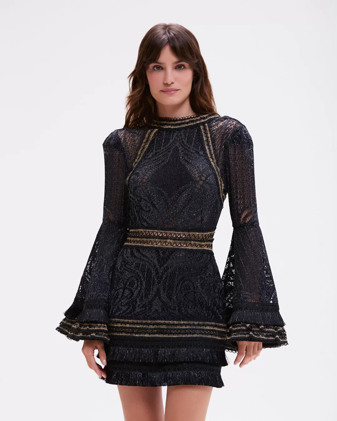PatBO LACE AND FRINGE MINI DRESS Black Store