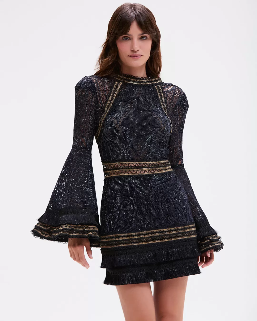 PatBO LACE AND FRINGE MINI DRESS Black Store