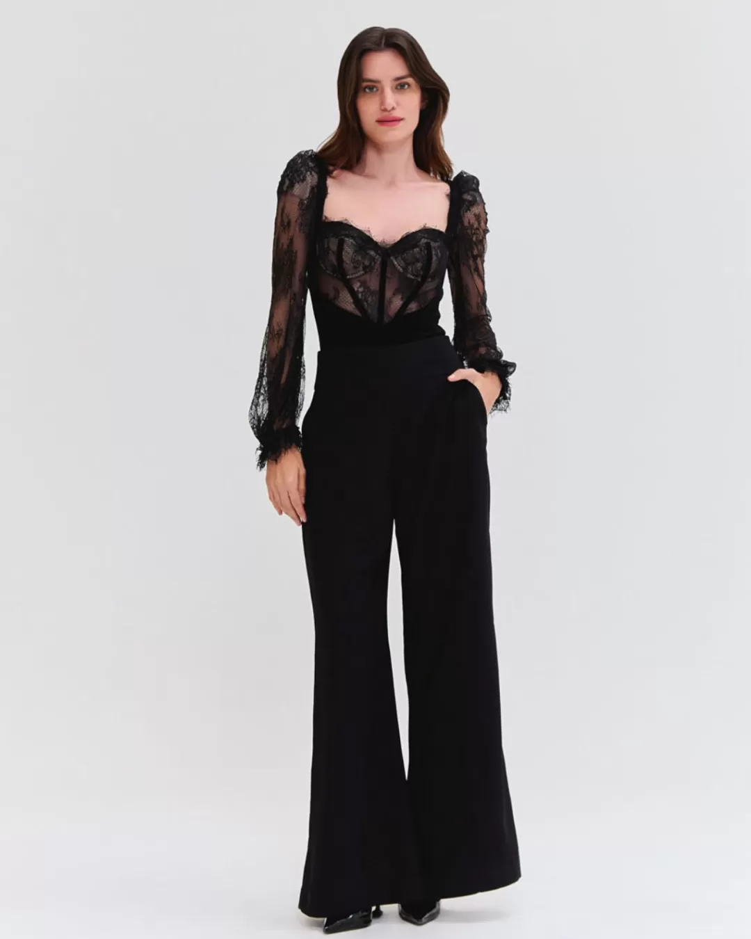 PatBO LACE AND VELVET BODYSUIT Black Store