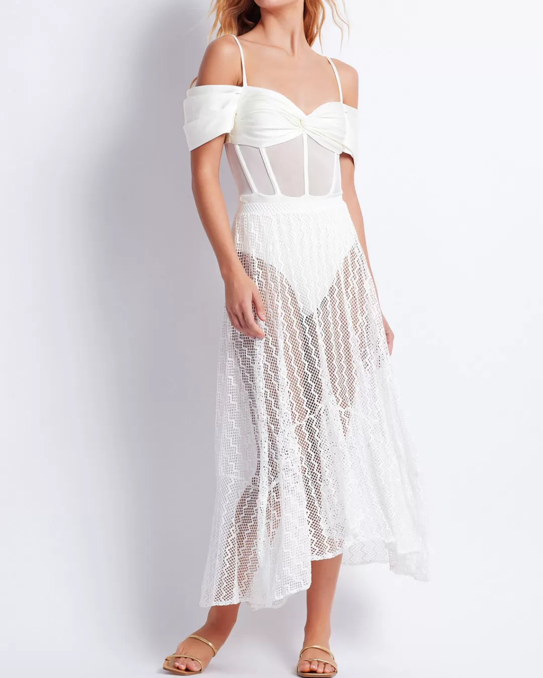 PatBO Lace Beach Skirt White Shop