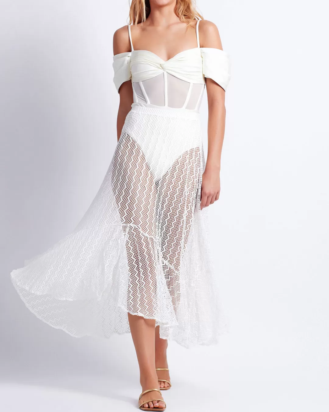 PatBO Lace Beach Skirt White Shop