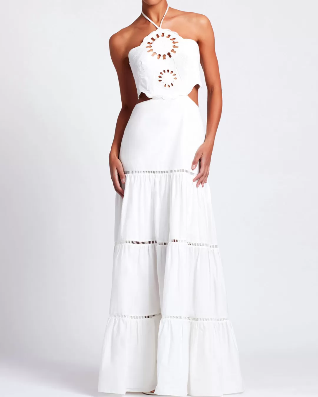 PatBO Lasercut Cotton Poplin Maxi Dress (FINAL SALE) White Cheap
