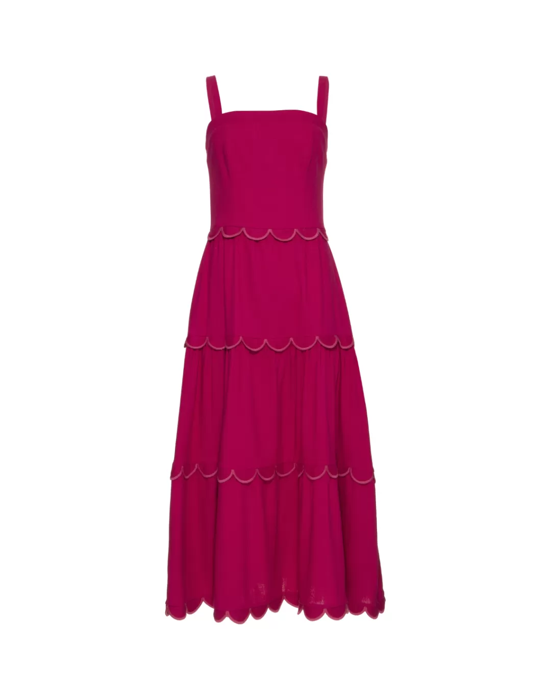 PatBO Linen Midi Dress Pink Hot