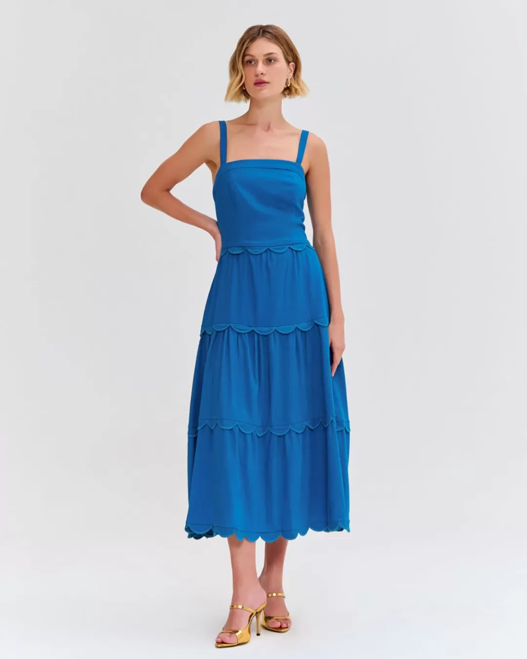 PatBO Linen Midi Dress Blue Discount