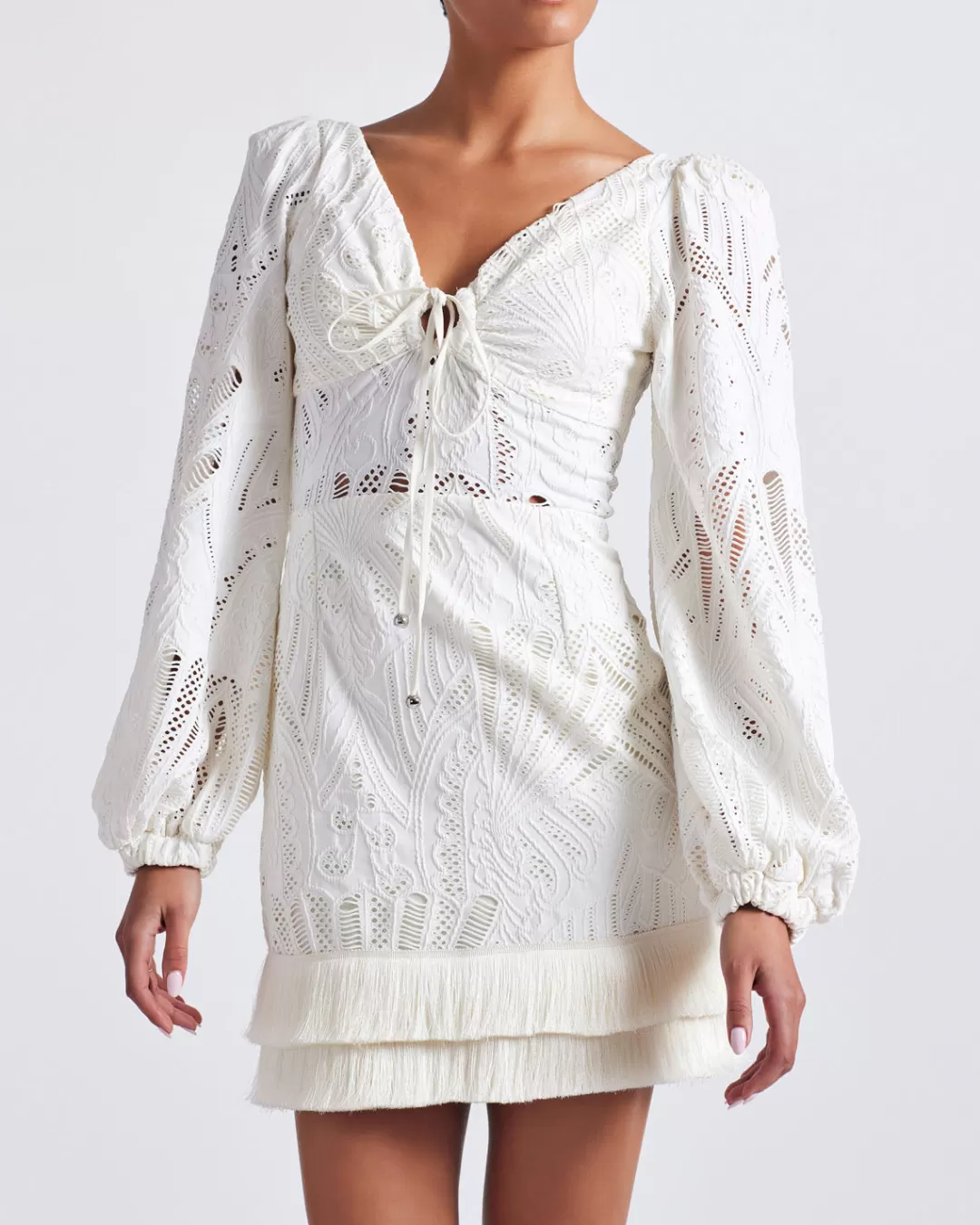 PatBO Long Sleeve Lace Mini Dress (FINAL SALE) Ivory New