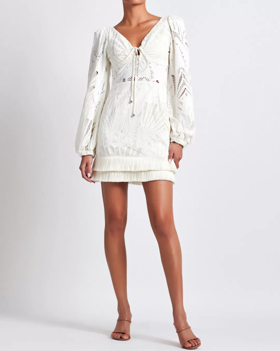 PatBO Long Sleeve Lace Mini Dress (FINAL SALE) Ivory New