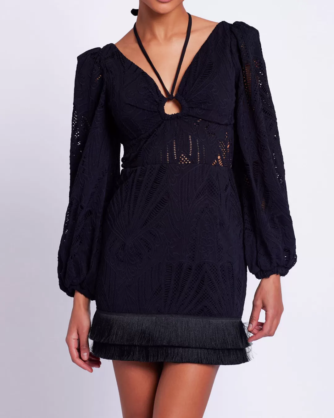PatBO Long Sleeve Lace Mini Dress (FINAL SALE) Black Flash Sale