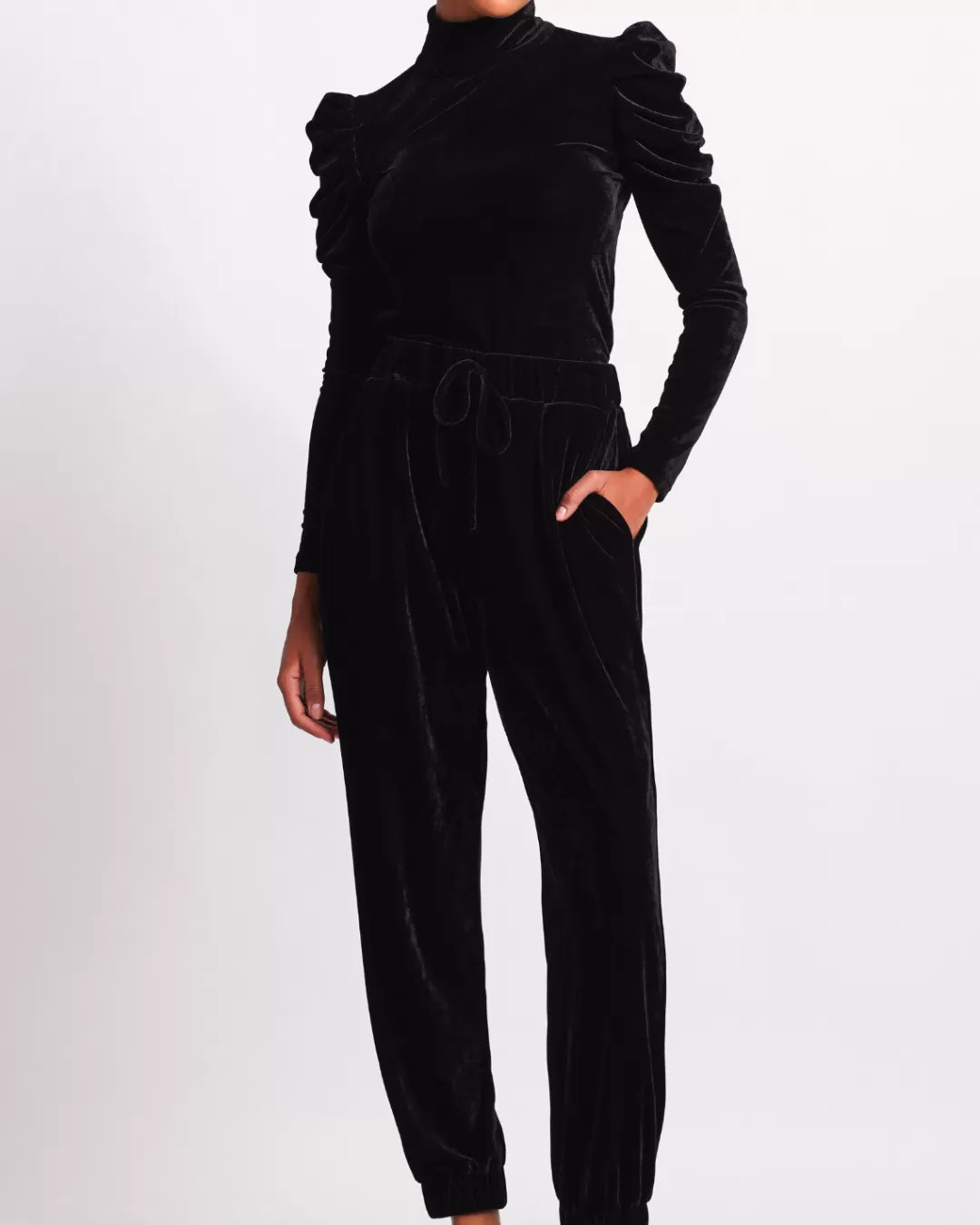 PatBO Luxe Velvet Jogger (FINAL SALE) Black Flash Sale