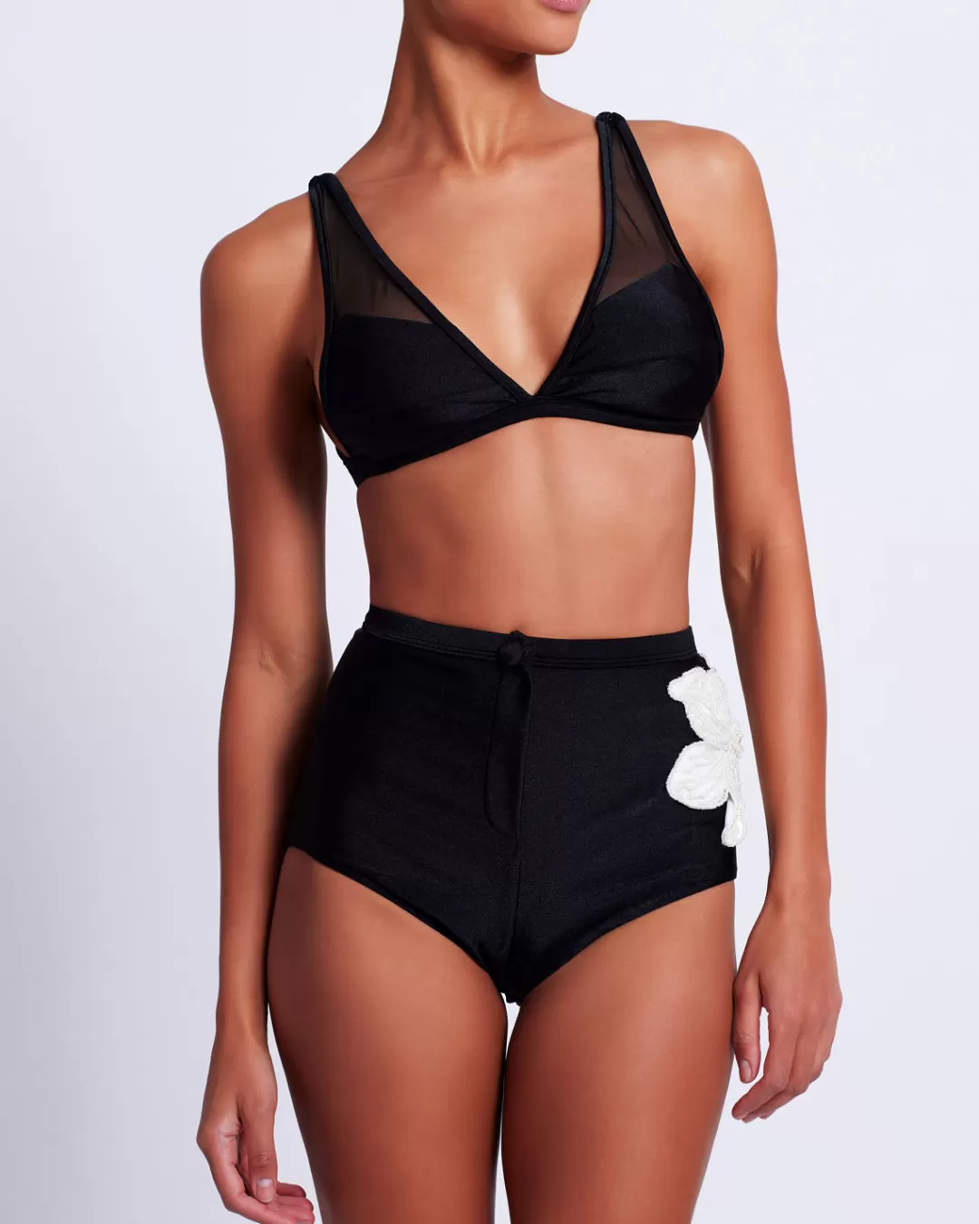 PatBO MESH PANEL BIKINI TOP (FINAL SALE) Black Online
