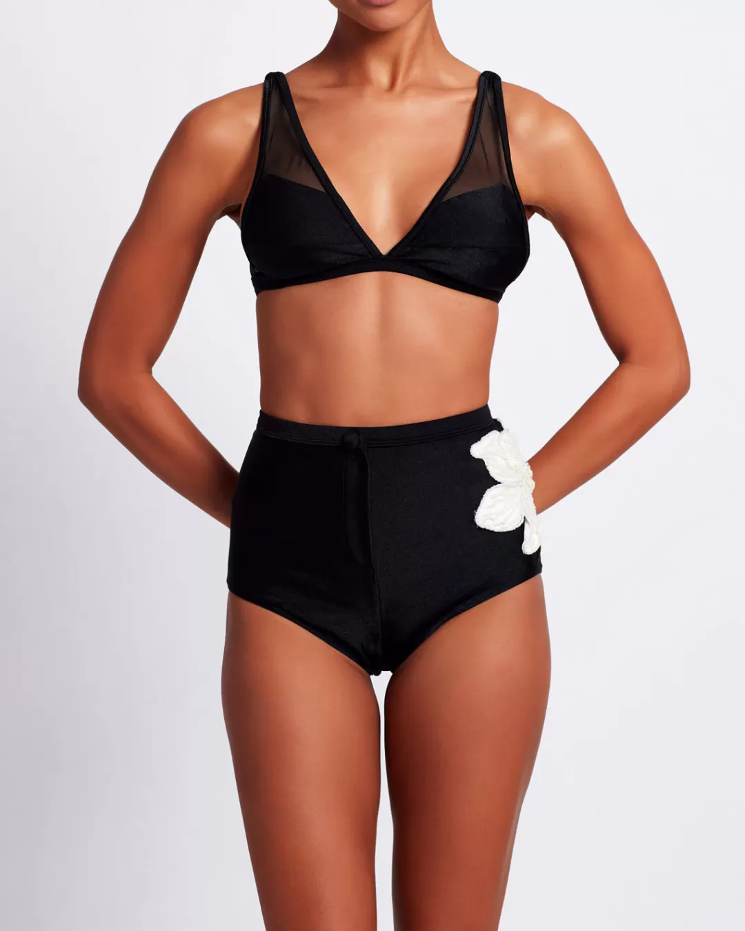 PatBO MESH PANEL BIKINI TOP (FINAL SALE) Black Online