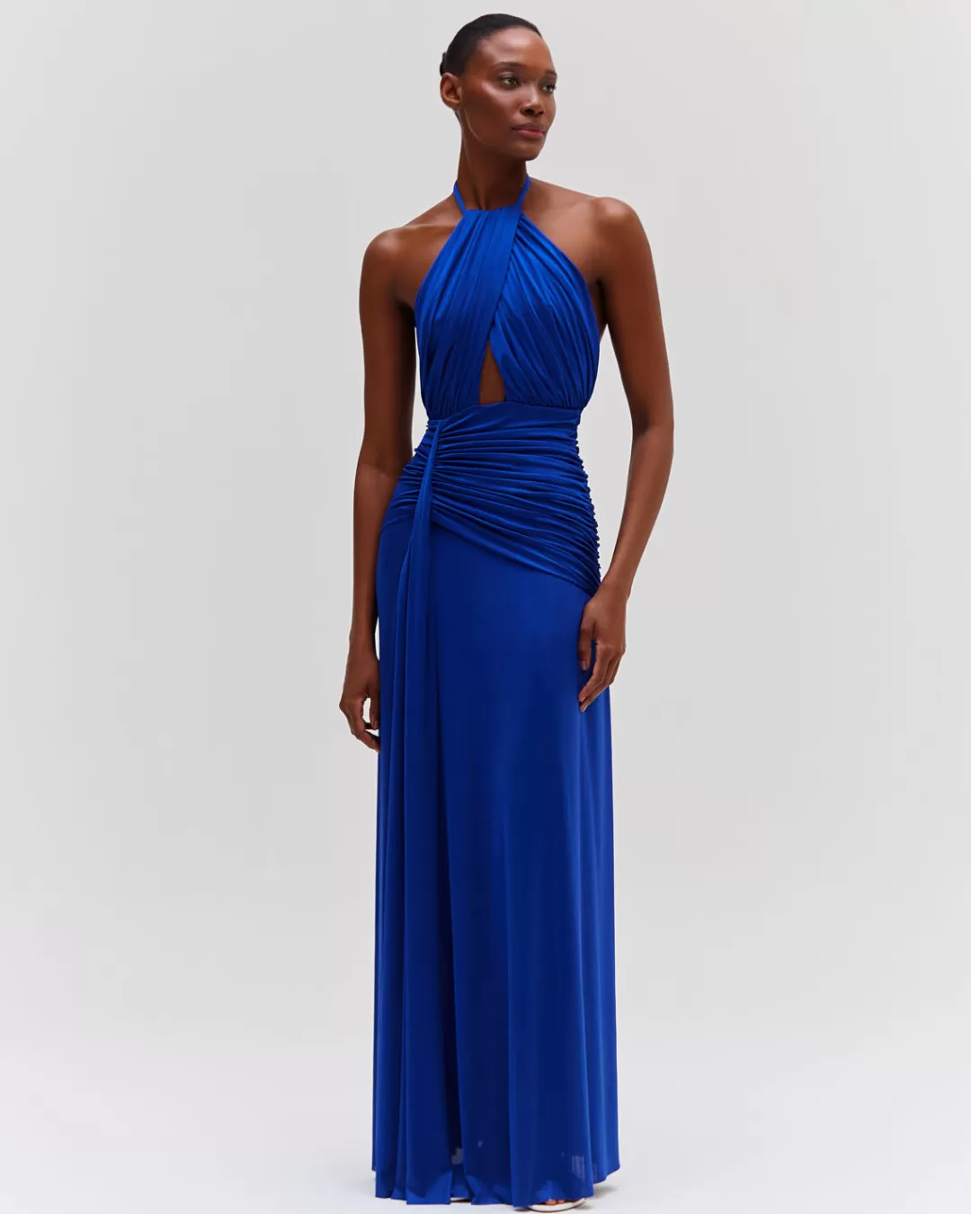PatBO Metallic Jersey Halterneck Maxi Dress Sapphire Cheap