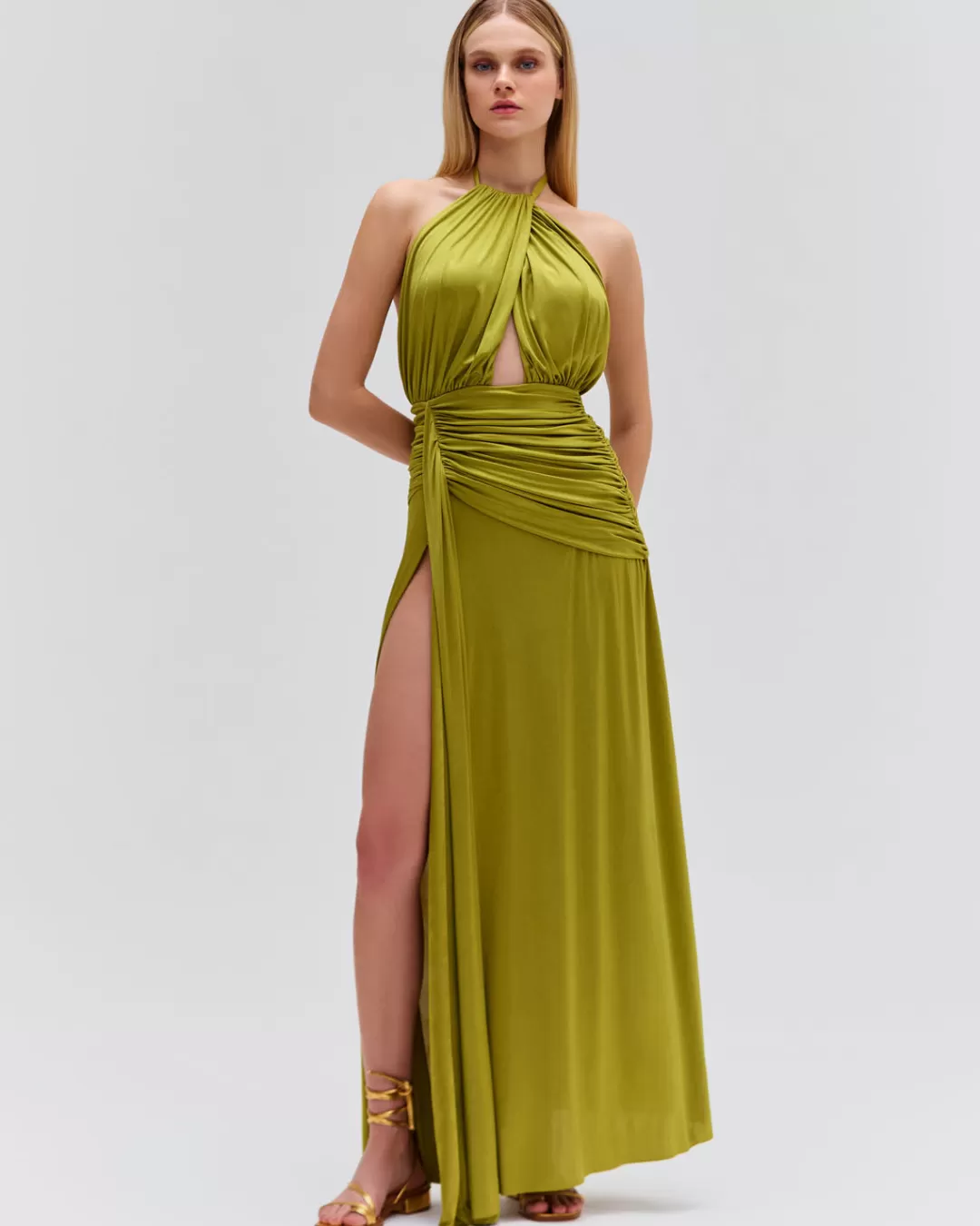 PatBO Metallic Jersey Halterneck Maxi Dress (FINAL SALE) Absinthe Shop