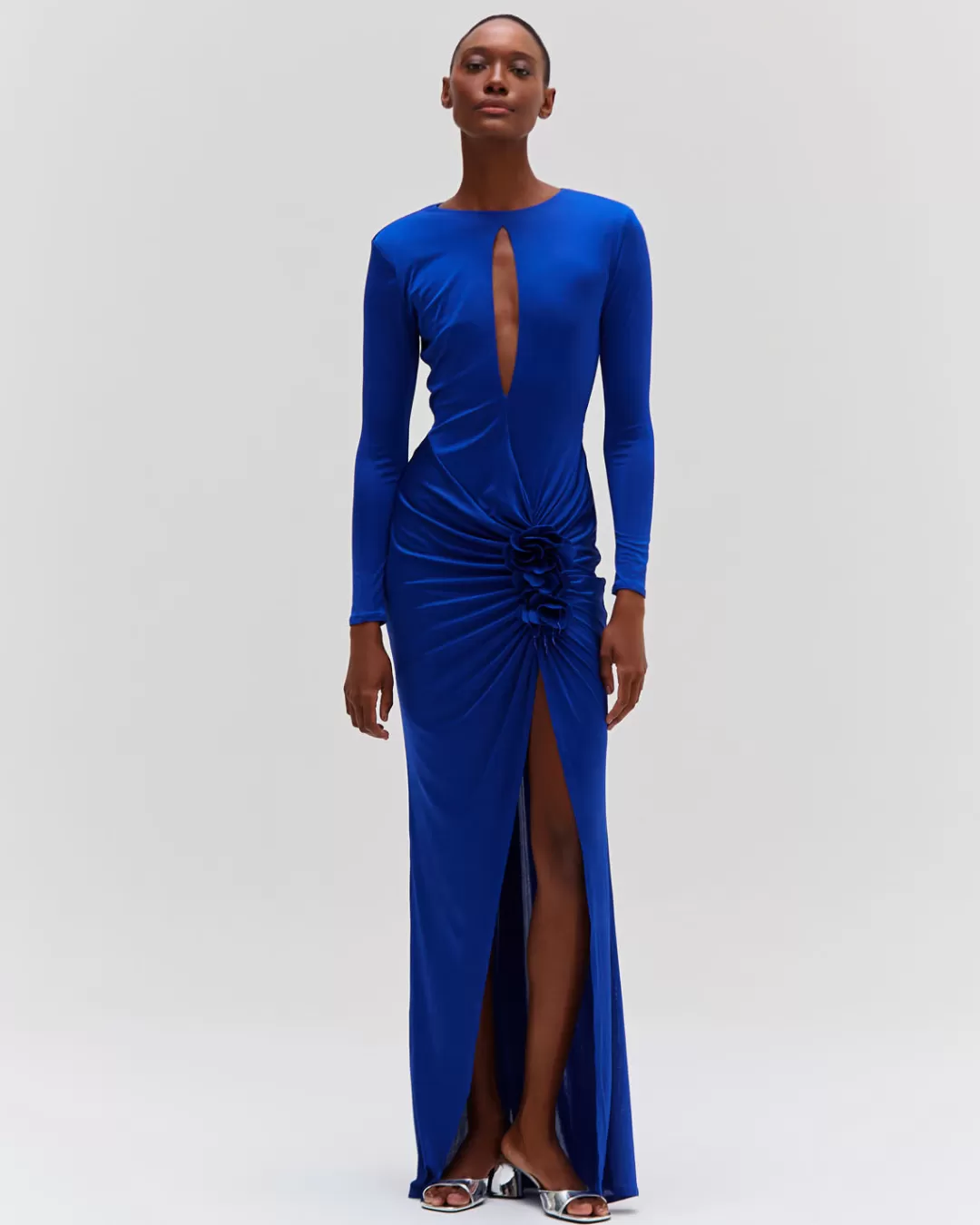PatBO Metallic Jersey Keyhole Maxi Dress Sapphire Sale