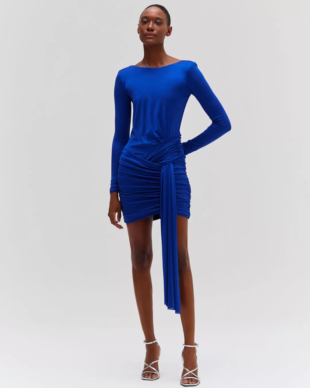 PatBO Metallic Jersey Long Sleeve Mini Dress Sapphire Sale