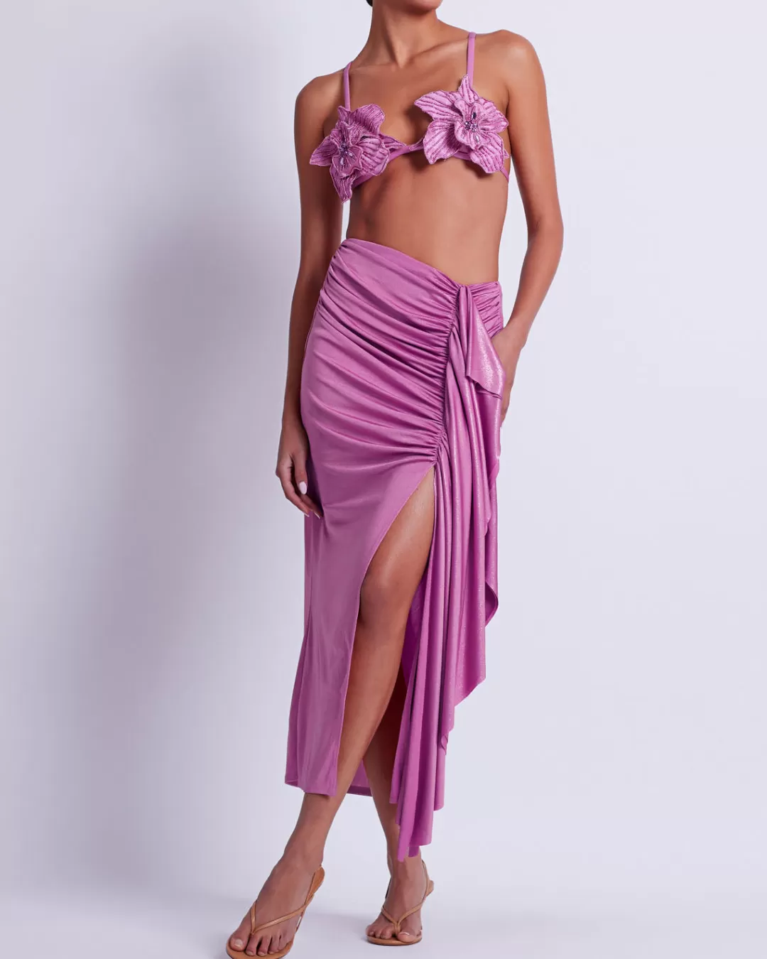 PatBO Metallic Jersey Midi Skirt (FINAL SALE) Lilac Shop