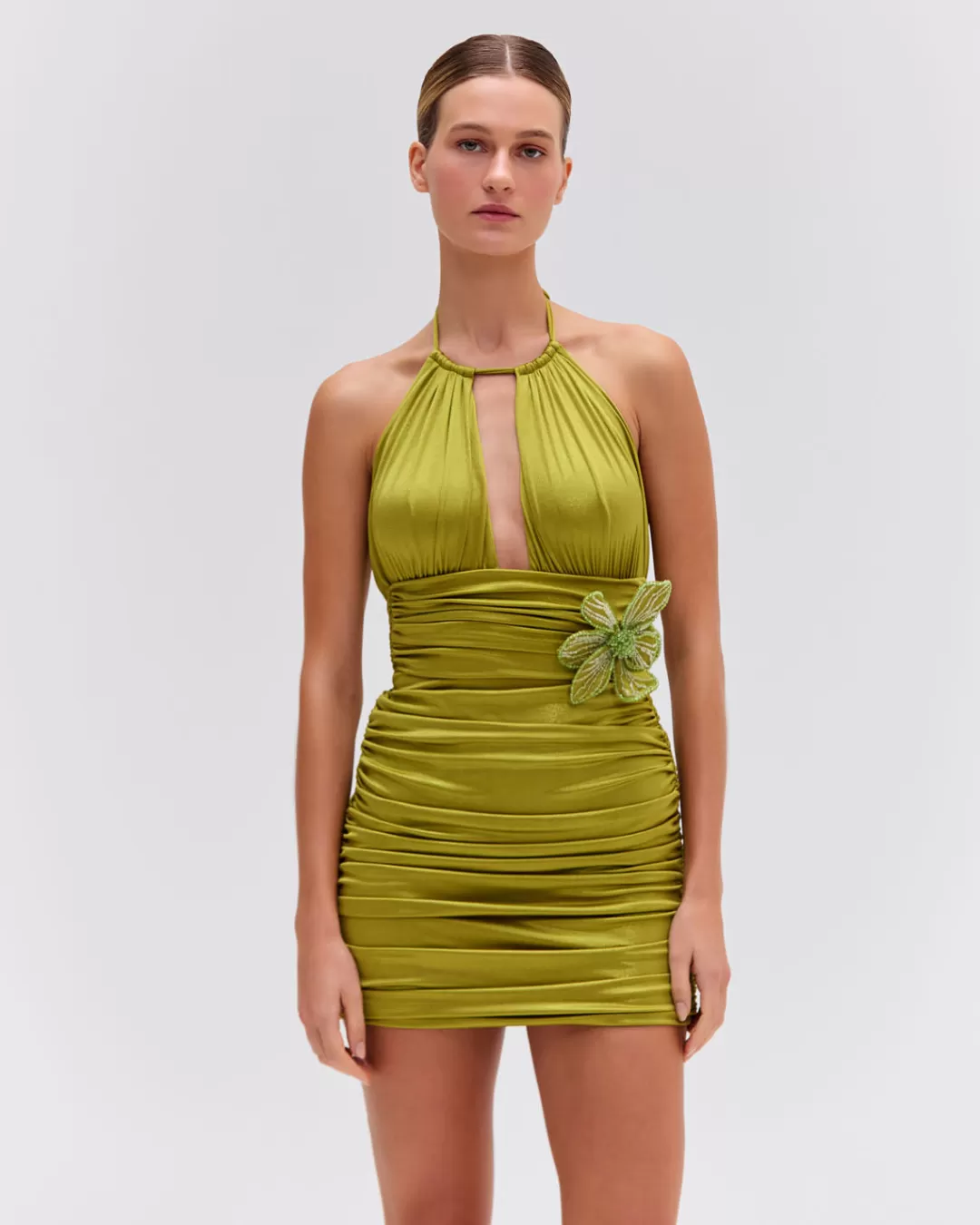 PatBO Metallic Jersey Mini Skirt (FINAL SALE) Absinthe Clearance