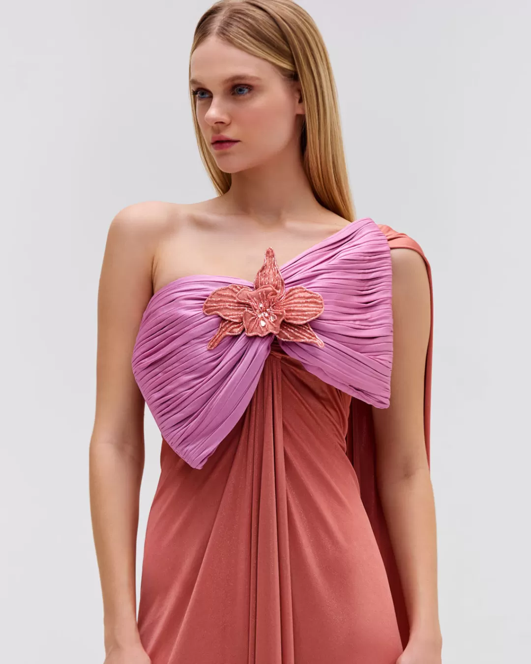 PatBO Metallic Jersey One Shoulder Maxi Dress (FINAL SALE) Terracotta Shop