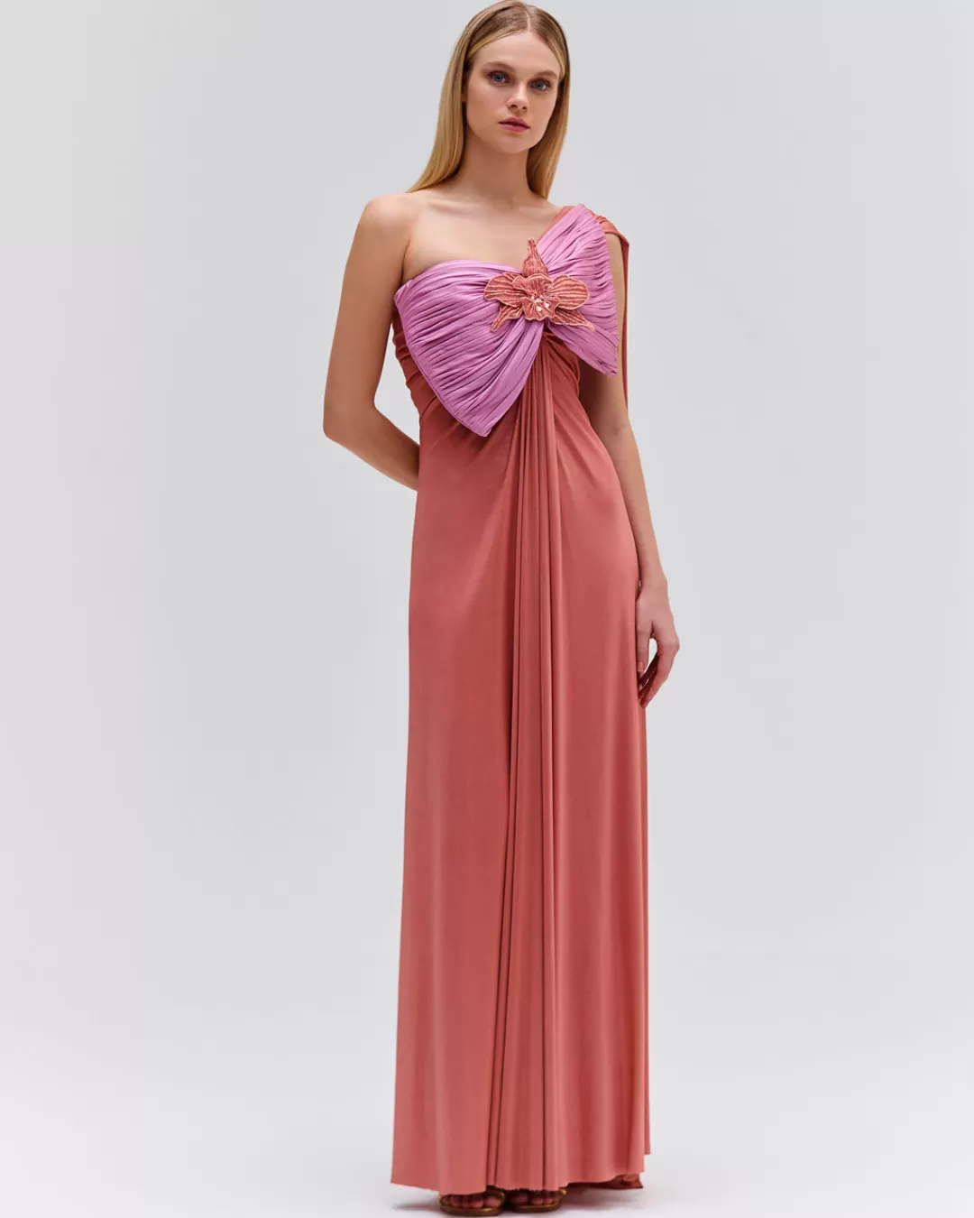 PatBO Metallic Jersey One Shoulder Maxi Dress (FINAL SALE) Terracotta Shop