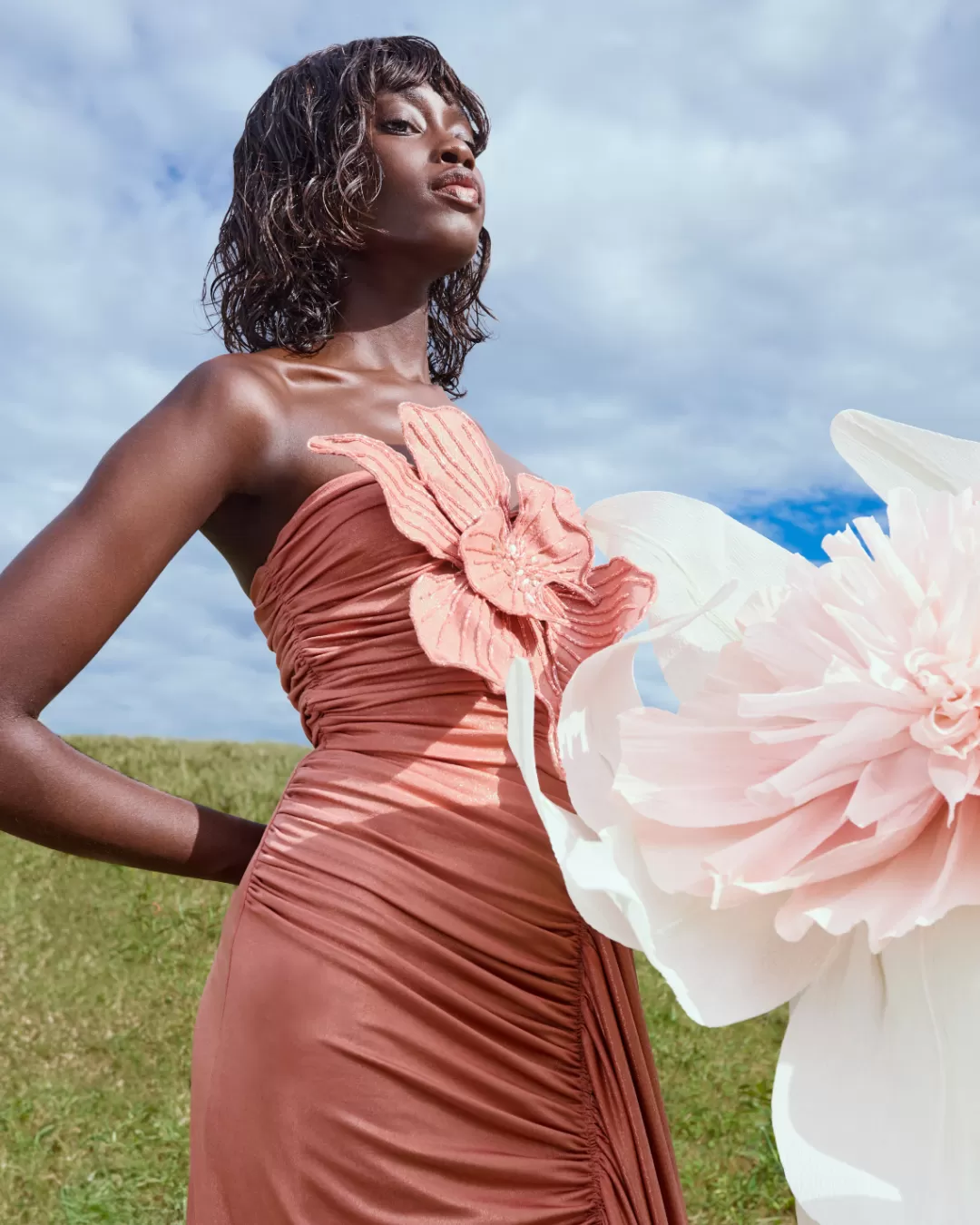 PatBO Metallic Jersey Orchid Bodysuit (FINAL SALE) Terracotta Online