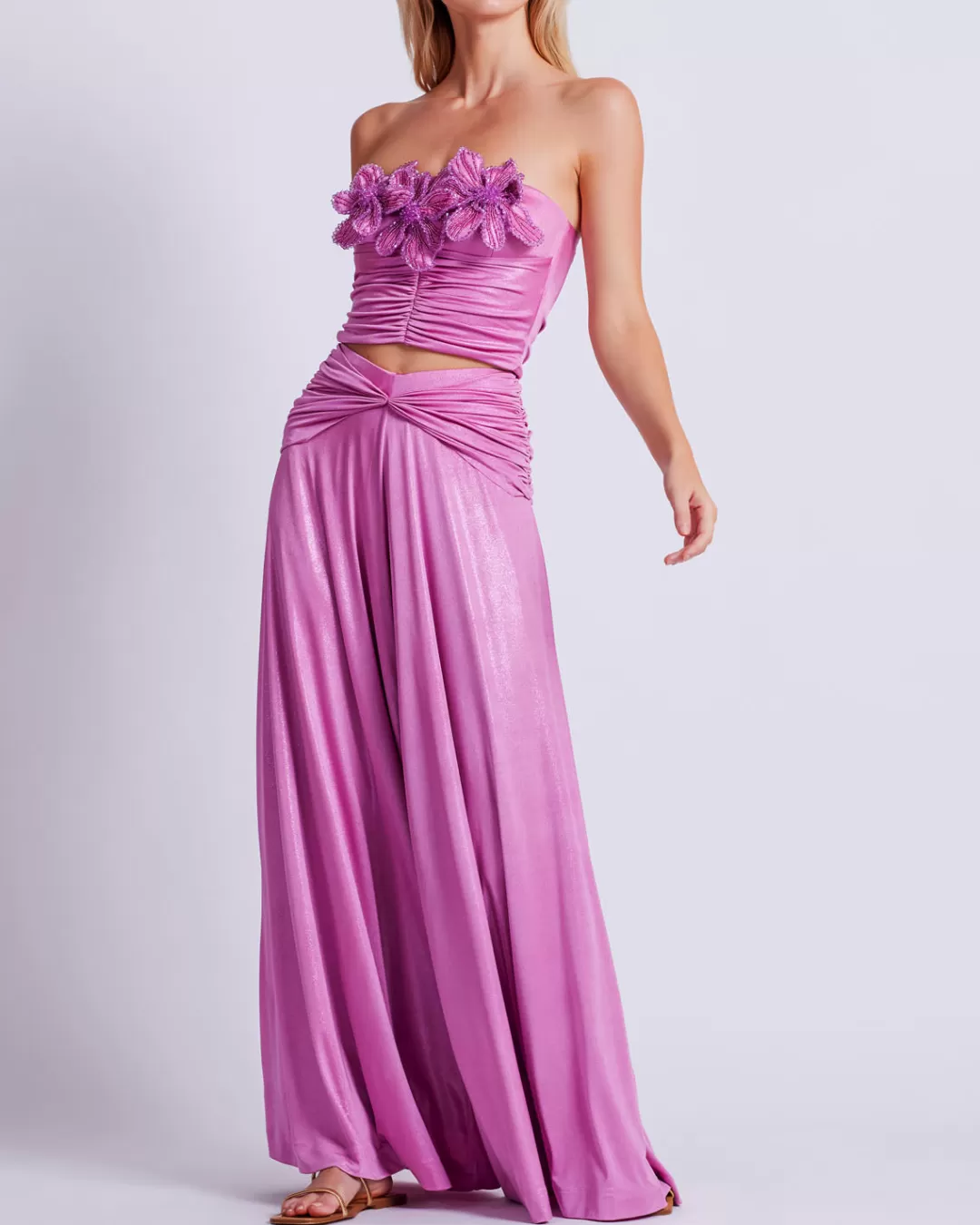 PatBO Metallic Jersey Wide Leg Pant (FINAL SALE) Lilac Sale