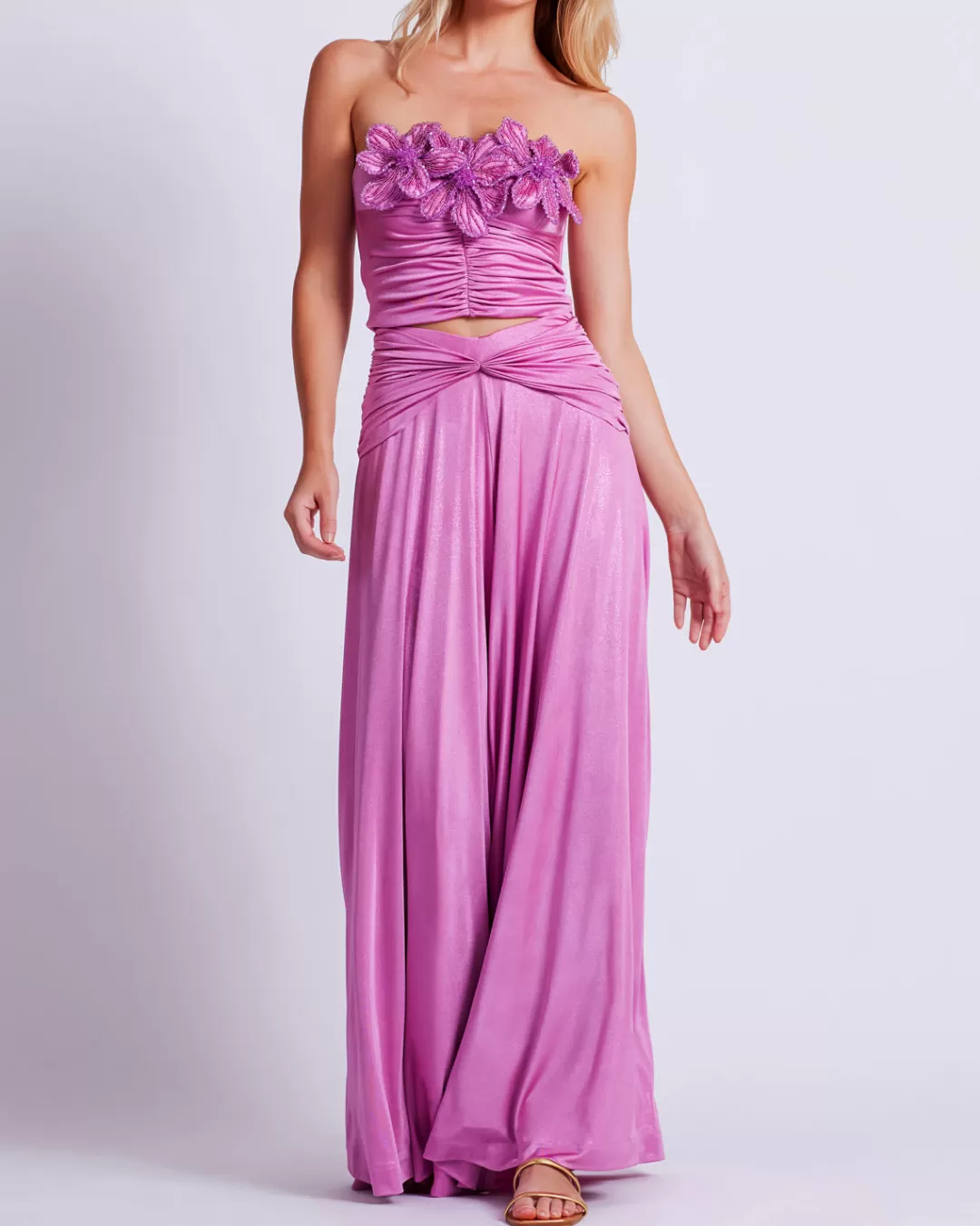 PatBO Metallic Jersey Wide Leg Pant (FINAL SALE) Lilac Sale