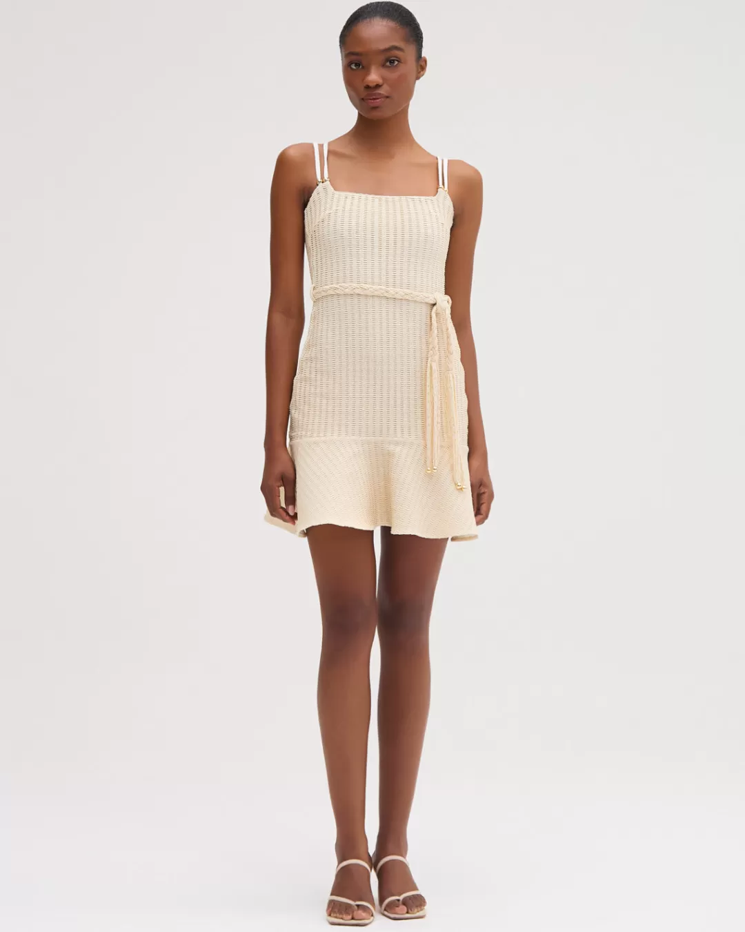 PatBO METALLIC KNIT MINI DRESS Offwhite Cheap