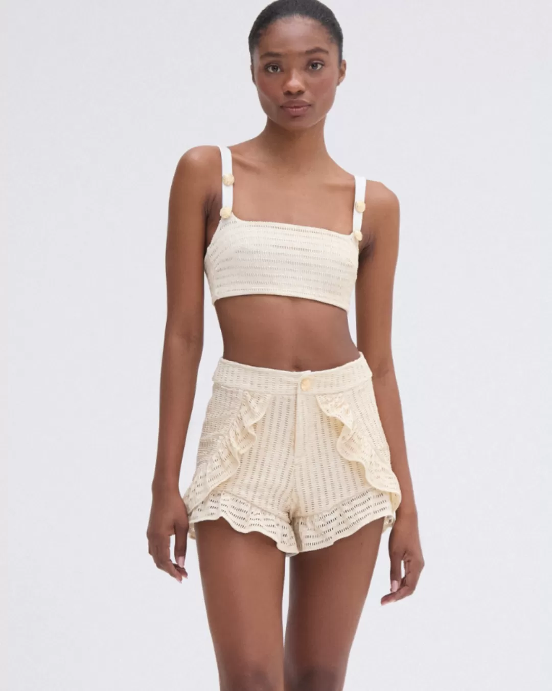 PatBO METALLIC KNIT SHORT Offwhite Flash Sale