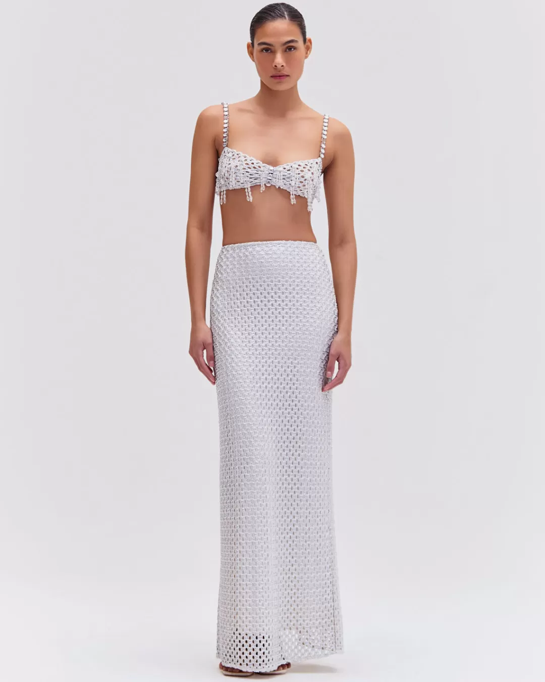PatBO Metallic Macramé Bralette Silver Flash Sale