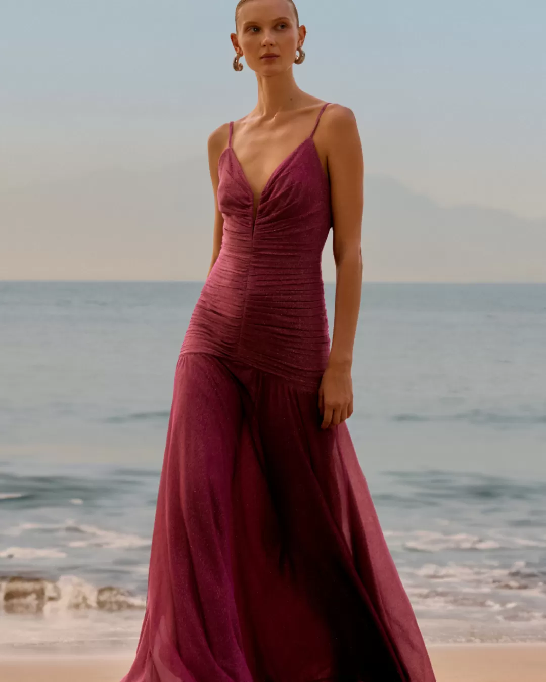 PatBO METALLIC PLUNGE GOWN Lilac Flash Sale