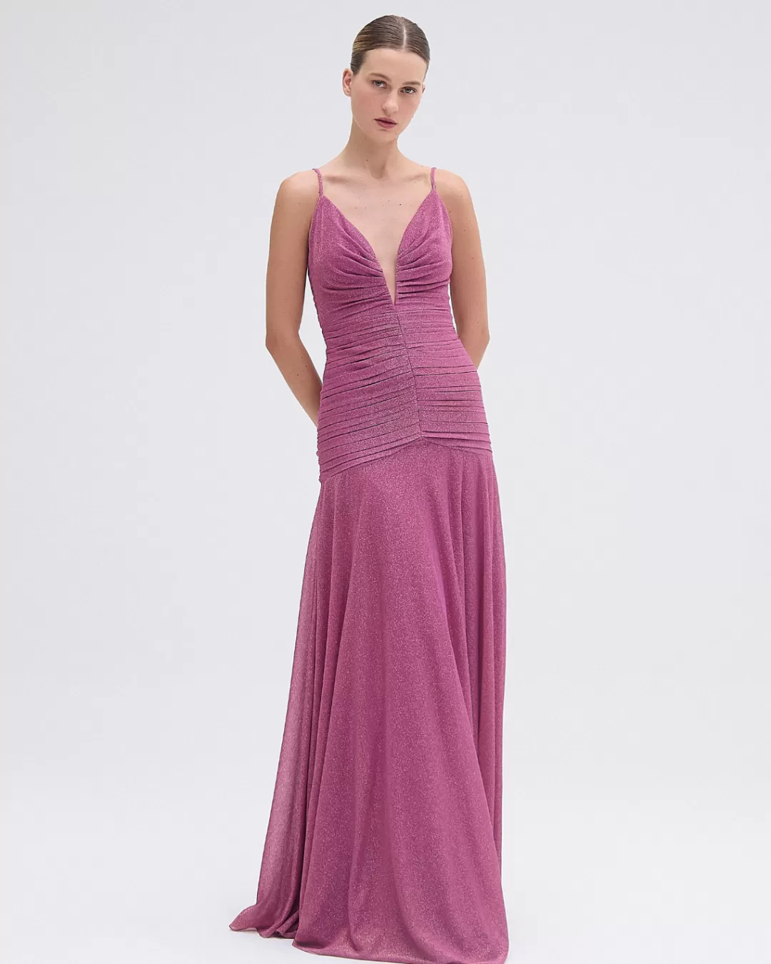 PatBO METALLIC PLUNGE GOWN Lilac Flash Sale